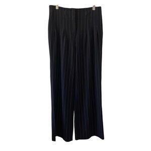 Newport News Vintage Black Pinstripe Wide-Leg Pants Size 12